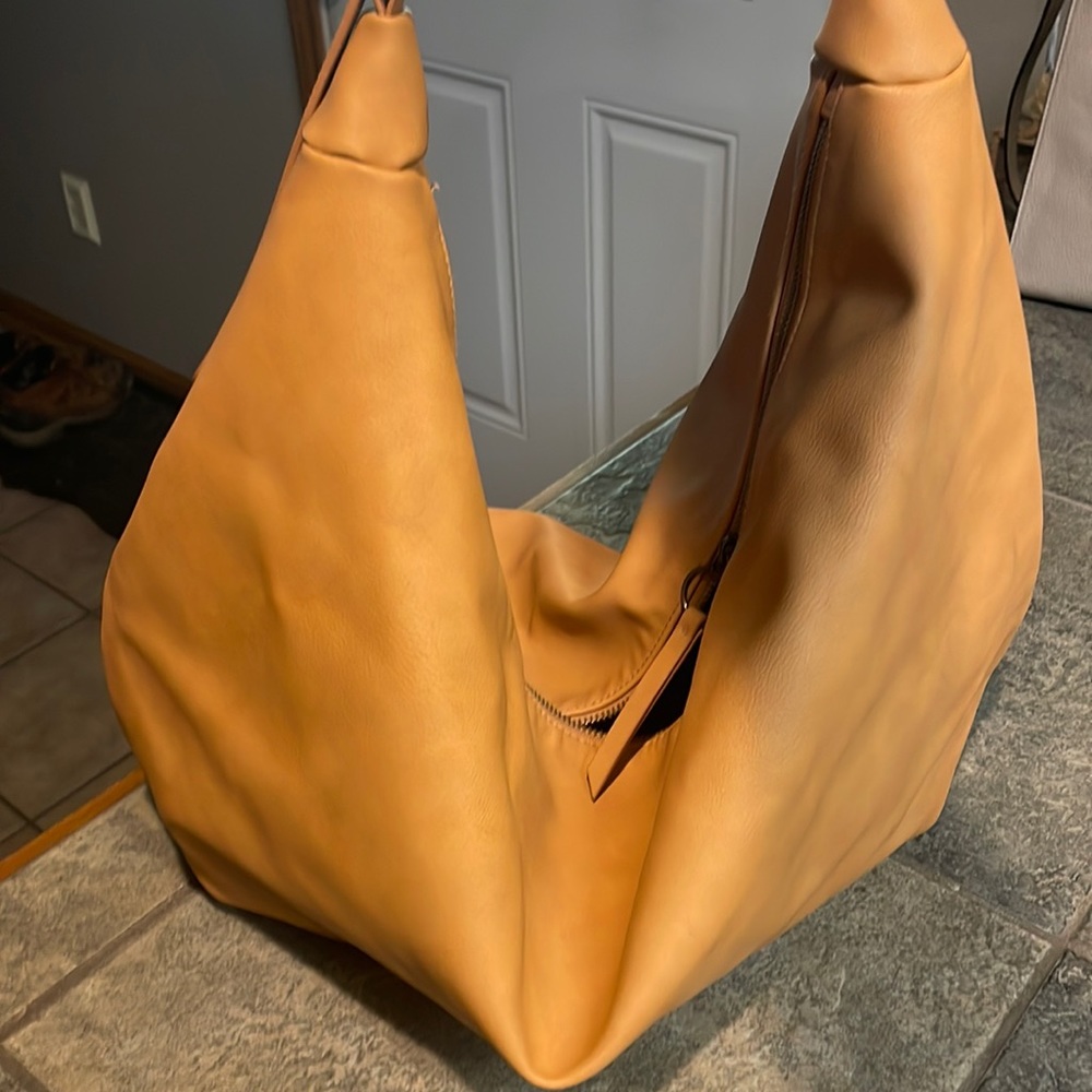 Camel colored hobo handbag